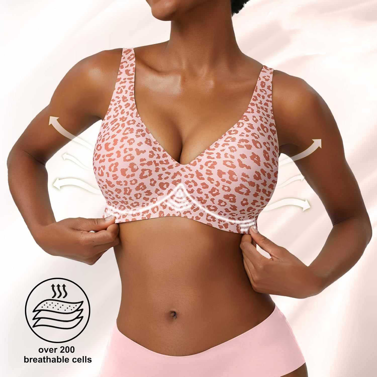 Women's Seamless Pink Leopard  – Plunge Bra Push Up Bewertung und Preis