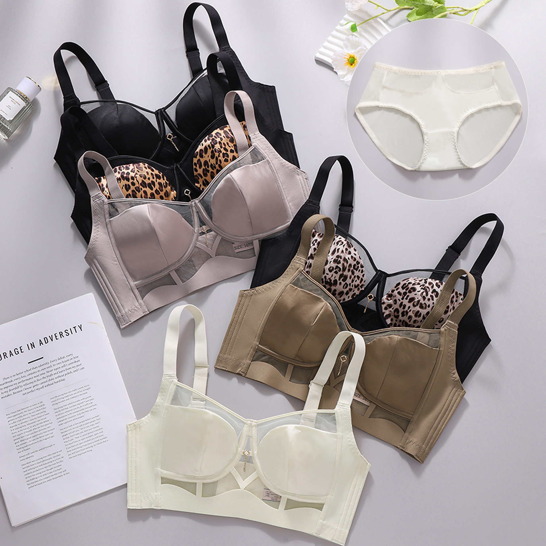 Leopard Lace Rims-Free Bra Set – Cotton Bra Everyday Bewertung und Preis