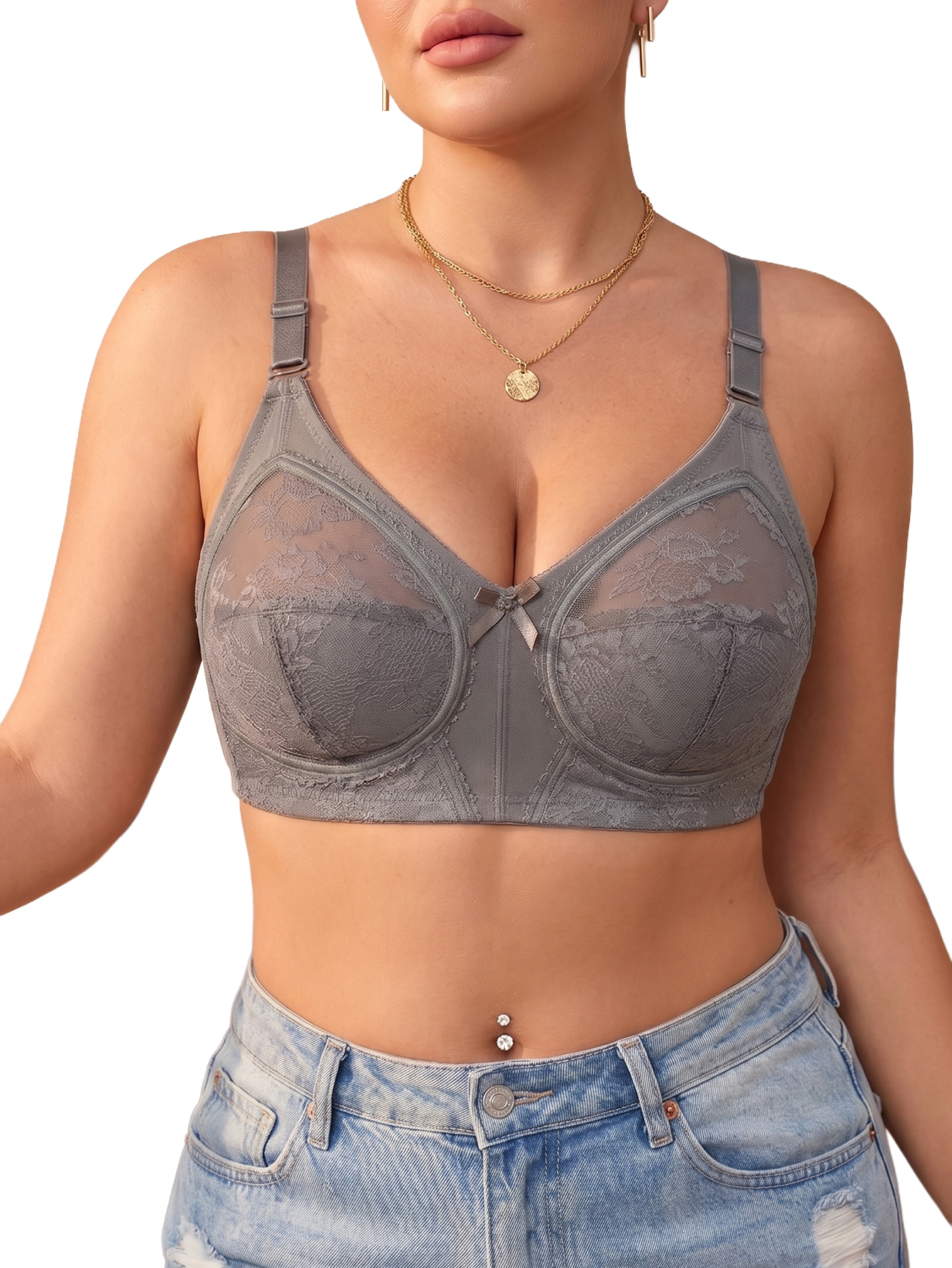 Women Plus Size Wireless Lace  – Full Coverage Bra Bewertung und Preis