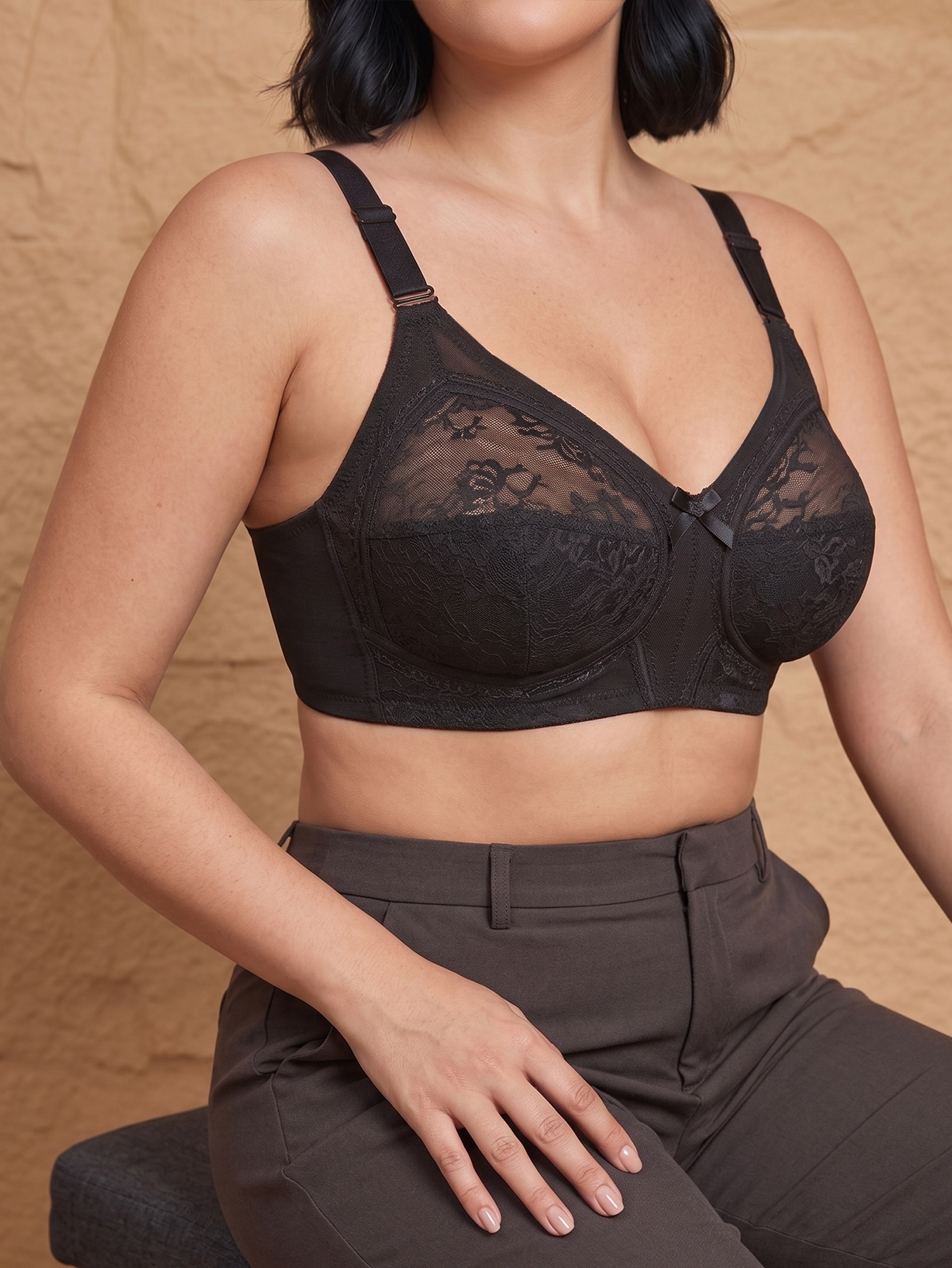 Women Plus Size Wireless Lace  – Full Coverage Bra Bewertung und Preis